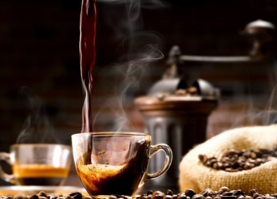 coffee poured in a cup 