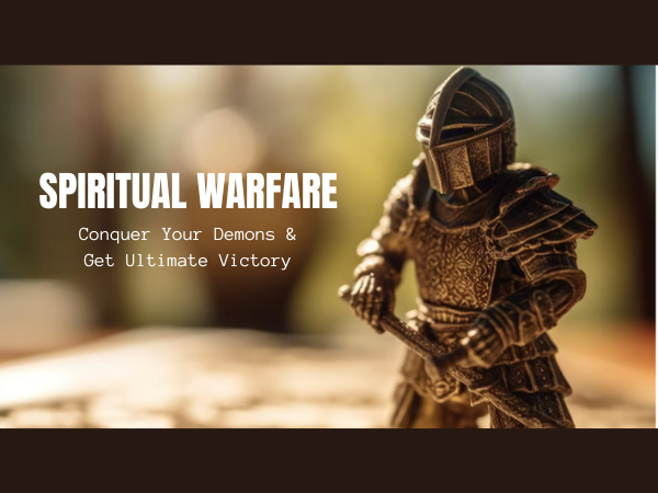 Text saying Spiritual Warfare and a man in armor